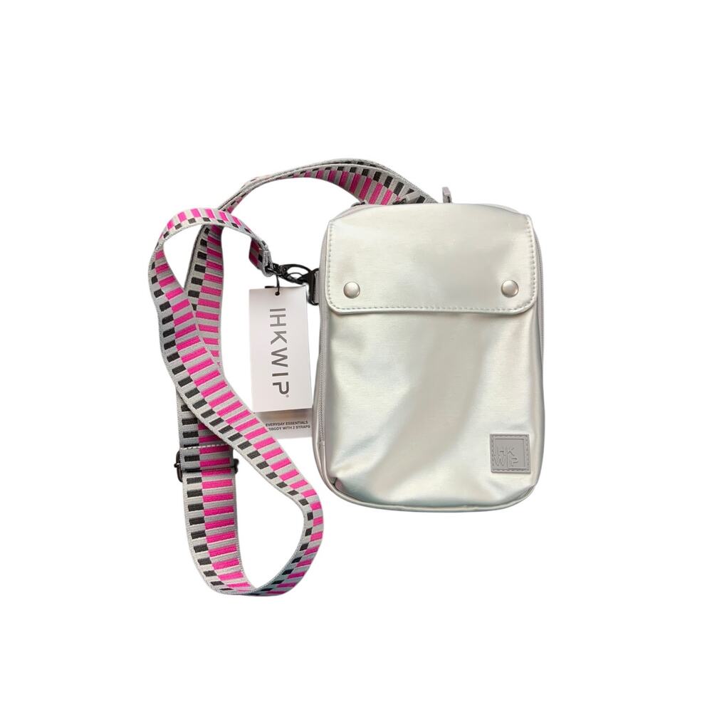 IHKWIP XL Everyday Essentials Silver Crossbody Bag RFID NWT 2 Straps Unisex